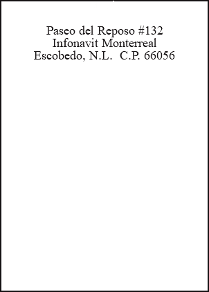 Matriz Paseo del Reposo #132 Infonavit Monterreal Escobedo, N.L. C.P. 66056 
